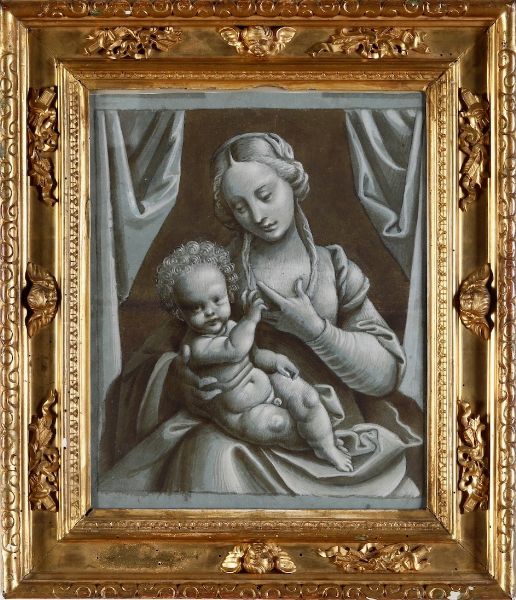 Scuola piemontese del XVI secolo Madonna con Bambino  - Asta Old Masters - Associazione Nazionale - Case d'Asta italiane