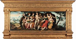 Scuola di Fointaibleau (Francia, XVI secolo) Parnaso  - Asta Old Masters - Associazione Nazionale - Case d'Asta italiane