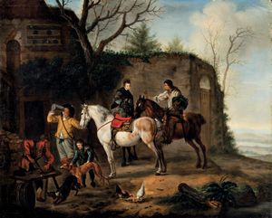 Philips Wouwerman - Sosta di cavalli