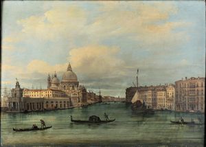 Giovanni Grubacs - Veduta di Canal Grande con la chiesa della Salute a Venezia