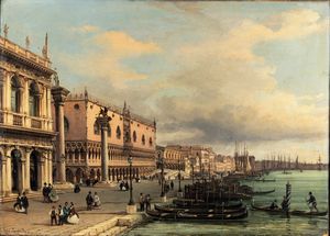 Giovanni Grubacs - Veduta di riva degli Schiavoni a Venezia