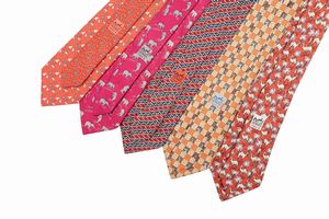 Hermès - Lotto di cinque cravatte