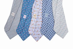 Hermès - Lotto di cinque cravatte