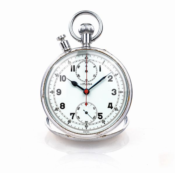 Lemania cronografo rattrapante da competizione in metallo  - Asta Importanti Orologi da Polso e da Tasca - Associazione Nazionale - Case d'Asta italiane