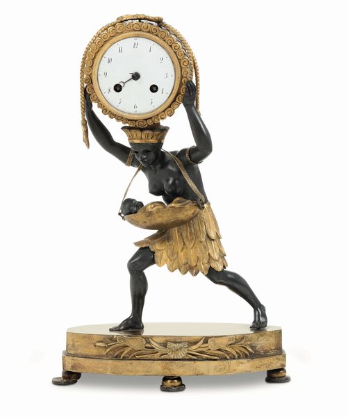 Pendola la Nourrice Africaine. Francia, inizio XIX secolo, da J. Croutelle l�ain� (attivo circa 1800 - 1820)  - Asta Dimore Italiane - Associazione Nazionale - Case d'Asta italiane