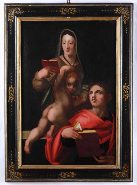Scuola toscana del XVII secolo Madonna con Bambino e un evangelista  - Asta Dipinti Antichi - Associazione Nazionale - Case d'Asta italiane