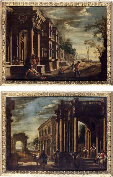 Viviano Codazzi, Cerchia di : Vedute con architetture e personaggi  - Asta Dipinti Antichi - Associazione Nazionale - Case d'Asta italiane