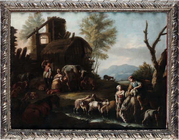 Scuola romana del XVIII secolo Paesaggi con pastori, armenti e architetture  - Asta Dipinti Antichi - Associazione Nazionale - Case d'Asta italiane