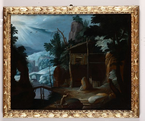 Paul Brill, nei modi di : Paesaggi notturni con monaco al lavoro<BR>Tobiolo e l'Angelo  - Asta Dipinti Antichi - Associazione Nazionale - Case d'Asta italiane