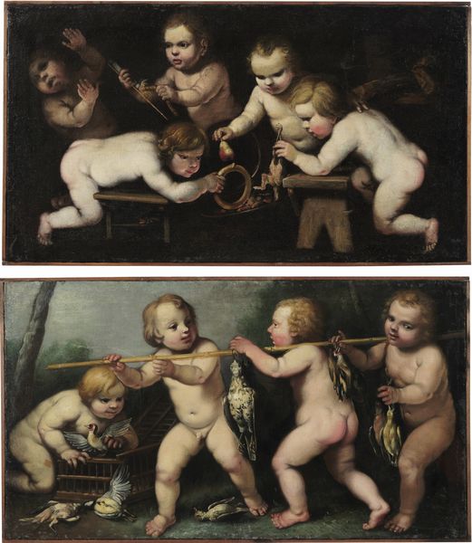 Scuola rudolfina del XVII secolo Giochi di putti  - Asta Dipinti Antichi - Associazione Nazionale - Case d'Asta italiane