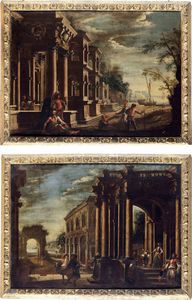 Viviano Codazzi, Cerchia di - Vedute con architetture e personaggi