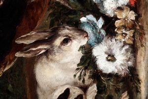 Giovanni Crivelli detto il Crivellino : Veduta di giardino con pavoni, fagiano e coniglietti  - Asta Dipinti Antichi - Associazione Nazionale - Case d'Asta italiane