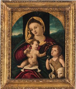 Galizzi Girolamo detto Girolamo da Santacroce, Cerchia di - Madonna con Bambino e San Giovannino