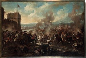 Ilario Giacinto Mercanti detto lo Spolverini, Attribuito a - Scontro di cavalleria