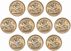 GRAN BRETAGNA. DIECI STERLINE  - Asta AUREA. MONETE E MEDAGLIE IN ORO E UNA SELEZIONE DI MEDAGLIE BORBONICHE - Associazione Nazionale - Case d'Asta italiane