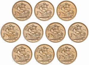 GRAN BRETAGNA. DIECI STERLINE  - Asta AUREA. MONETE E MEDAGLIE IN ORO E UNA SELEZIONE DI MEDAGLIE BORBONICHE - Associazione Nazionale - Case d'Asta italiane