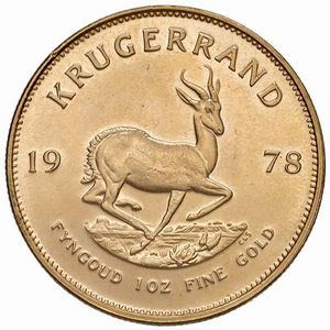 SUDAFRICA. KRUGERRAND 1978  - Asta AUREA. MONETE E MEDAGLIE IN ORO E UNA SELEZIONE DI MEDAGLIE BORBONICHE - Associazione Nazionale - Case d'Asta italiane