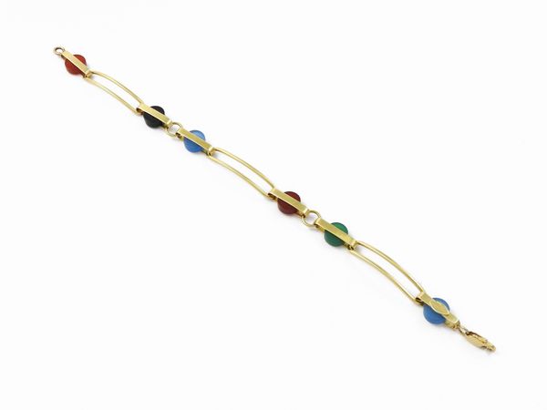 Bracciale in oro giallo con agate multicolore  - Asta Gioielli e Orologi - Associazione Nazionale - Case d'Asta italiane