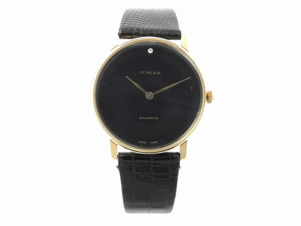 Orologio da polso per uomo Turler in acciaio placcato oro  - Asta Gioielli e Orologi - Associazione Nazionale - Case d'Asta italiane