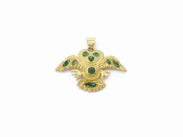 Pendente animalier in oro giallo con smeraldi  - Asta Gioielli e Orologi - Associazione Nazionale - Case d'Asta italiane
