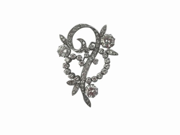 Spilla in oro bianco con diamanti  - Asta Gioielli e Orologi - Associazione Nazionale - Case d'Asta italiane
