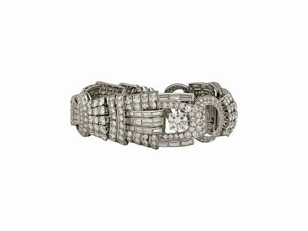 Bracciale in platino con diamanti  - Asta Gioielli e Orologi - Associazione Nazionale - Case d'Asta italiane