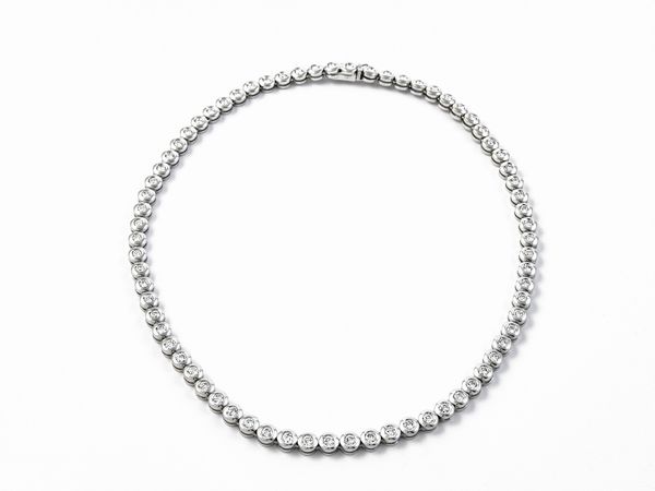 Collana tennis in oro bianco con diamanti  - Asta Gioielli e Orologi - Associazione Nazionale - Case d'Asta italiane