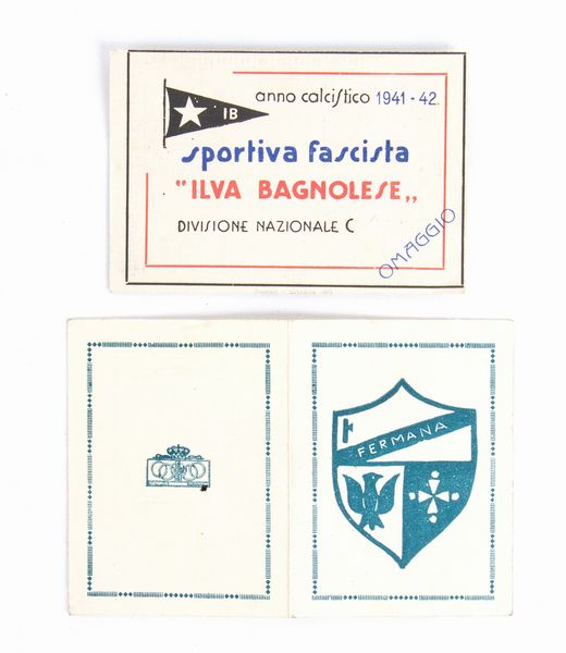 Calcio, Italia, lotto di due tessere  - Asta Antique Toys & Sports Memorabilia - Associazione Nazionale - Case d'Asta italiane