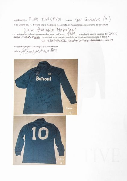 Calcio, MARADONA, Diego Armando - Maglia Napoli  - Asta Antique Toys & Sports Memorabilia - Associazione Nazionale - Case d'Asta italiane