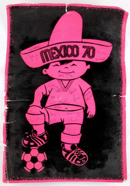 Calcio, Mondiali Mexico 70, poster autografato Italia  - Asta Antique Toys & Sports Memorabilia - Associazione Nazionale - Case d'Asta italiane