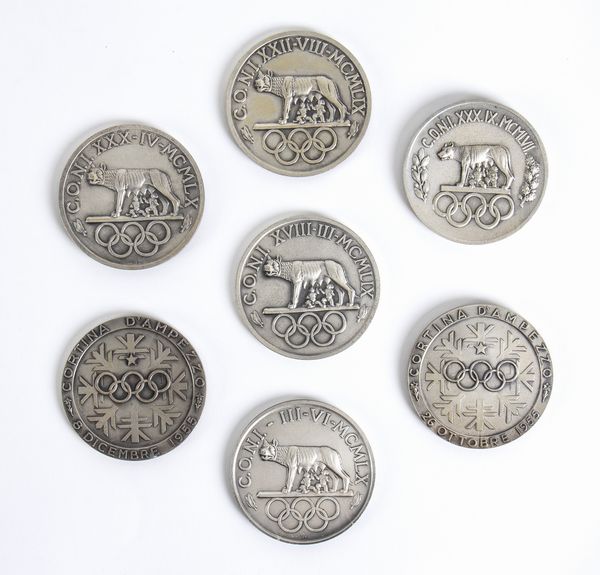 Olimpiadi, CONI set 6 medaglie commemorative  - Asta Antique Toys & Sports Memorabilia - Associazione Nazionale - Case d'Asta italiane