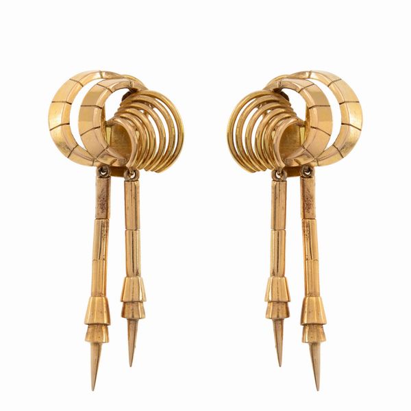 Orecchini pendenti in oro rosa 18kt  - Asta Gioielli Orologi | Fashion Vintage - Associazione Nazionale - Case d'Asta italiane