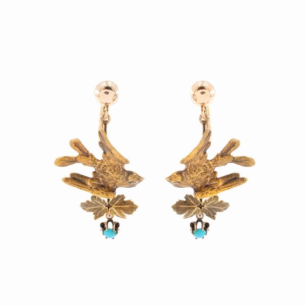 Antica parure colombi  in oro giallo 9kt e turchesi  - Asta Gioielli Orologi | Fashion Vintage - Associazione Nazionale - Case d'Asta italiane