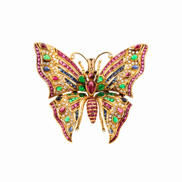 Spilla farfalla in oro giallo 18kt  - Asta Gioielli Orologi | Fashion Vintage - Associazione Nazionale - Case d'Asta italiane