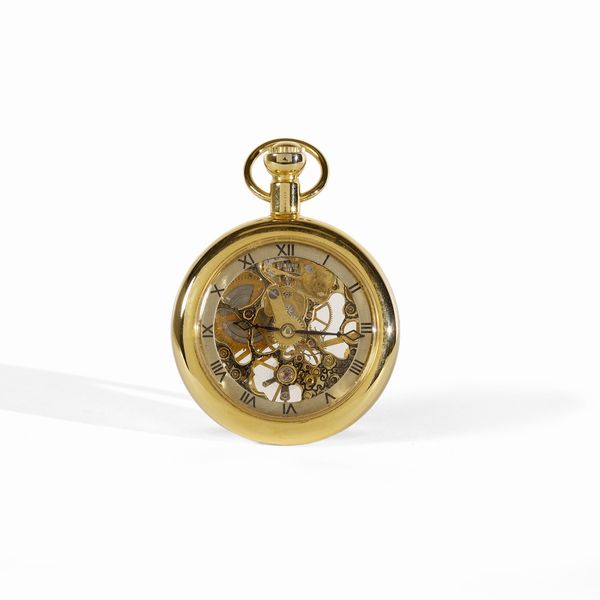 . : Un orologio da taschino metallo dorato con ingranaggi a vista.  - Asta GIOIELLI - OROLOGI - ALL I WANT FOR CHRISTMAS Online - Associazione Nazionale - Case d'Asta italiane