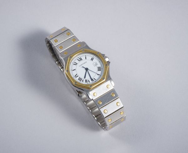 CARTIER : Orologio in acciaio e oro modello Santos Octagon.  - Asta GIOIELLI - OROLOGI - ALL I WANT FOR CHRISTMAS Online - Associazione Nazionale - Case d'Asta italiane