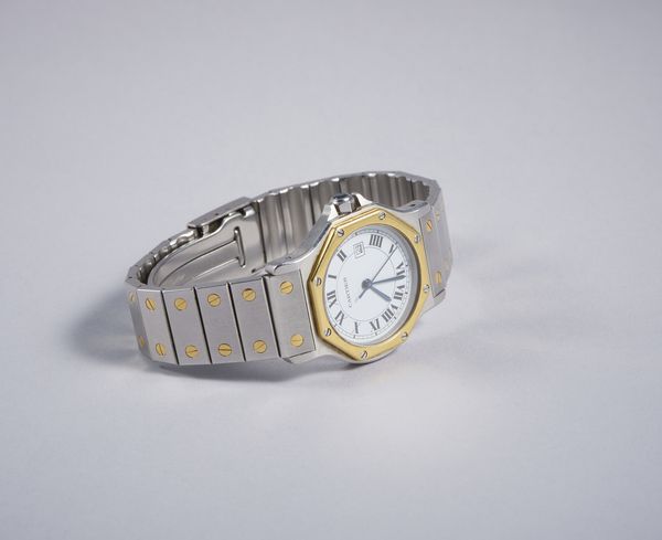 CARTIER : Orologio in acciaio e oro modello Santos Octagon.  - Asta GIOIELLI - OROLOGI - ALL I WANT FOR CHRISTMAS Online - Associazione Nazionale - Case d'Asta italiane