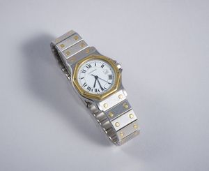 CARTIER - Orologio in acciaio e oro modello Santos Octagon.