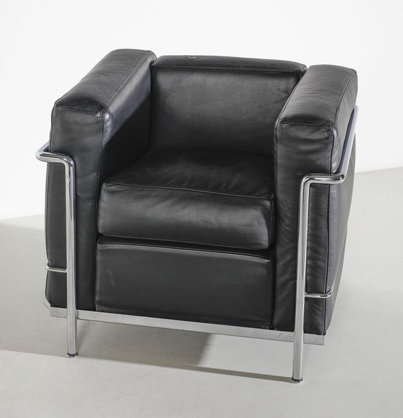 LE CORBUSIER, PIERRE JEANNERET, CHARLOTTE PERRIAND : Coppia di poltrone mod. LC2 per Cassina, Meda  - Asta DESIGN E ARTI DECORATIVE DEL NOVECENTO - Associazione Nazionale - Case d'Asta italiane