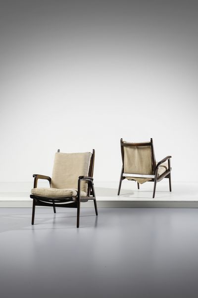 MOGENSEN BORGE (1914 - 1972) : attribuito. Coppia di poltrone reclinabili  - Asta DESIGN E ARTI DECORATIVE DEL NOVECENTO - Associazione Nazionale - Case d'Asta italiane