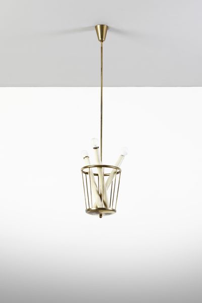 LUMI : attribuito. Lampada a sospensione a tre fiamme, Milano  - Asta DESIGN E ARTI DECORATIVE DEL NOVECENTO - Associazione Nazionale - Case d'Asta italiane