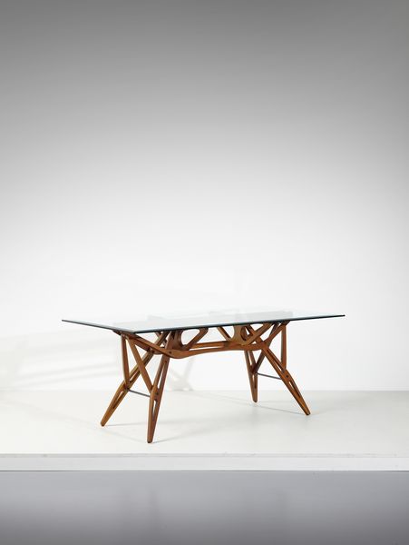 MOLLINO CARLO (1905 - 1973) : Tavolo riedizione del modello Reale per Zanotta, Nova Milanese  - Asta DESIGN E ARTI DECORATIVE DEL NOVECENTO - Associazione Nazionale - Case d'Asta italiane