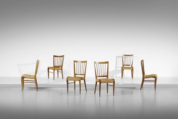 PECORINI GUGLIELMO : Sei sedie  - Asta DESIGN E ARTI DECORATIVE DEL NOVECENTO - Associazione Nazionale - Case d'Asta italiane