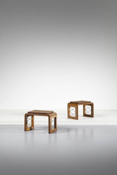 MANIFATTURA ITALIANA : Coppia di sgabelli  - Asta DESIGN E ARTI DECORATIVE DEL NOVECENTO - Associazione Nazionale - Case d'Asta italiane