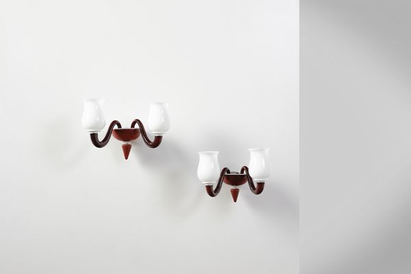 MANIFATTURA MURANESE : Coppia di lampade da parete  - Asta DESIGN E ARTI DECORATIVE DEL NOVECENTO - Associazione Nazionale - Case d'Asta italiane