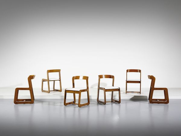 RIZZO WILLY (1928 - 2013) : Sei sedie per Mario Sabot  - Asta DESIGN E ARTI DECORATIVE DEL NOVECENTO - Associazione Nazionale - Case d'Asta italiane