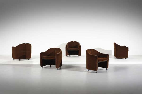GERLI EUGENIO (1923 - 2013) : Cinque poltroncine su rotelle mod. PS142 per Tecno, Varedo  - Asta DESIGN E ARTI DECORATIVE DEL NOVECENTO - Associazione Nazionale - Case d'Asta italiane
