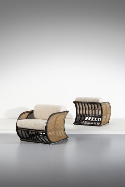 VIVAI DEL SUD : attribuito. Coppia di poltrone  - Asta DESIGN E ARTI DECORATIVE DEL NOVECENTO - Associazione Nazionale - Case d'Asta italiane