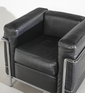 LE CORBUSIER, PIERRE JEANNERET, CHARLOTTE PERRIAND : Coppia di poltrone mod. LC2 per Cassina, Meda  - Asta DESIGN E ARTI DECORATIVE DEL NOVECENTO - Associazione Nazionale - Case d'Asta italiane