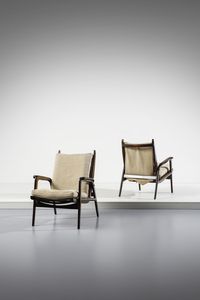 MOGENSEN BORGE (1914 - 1972) - attribuito. Coppia di poltrone reclinabili